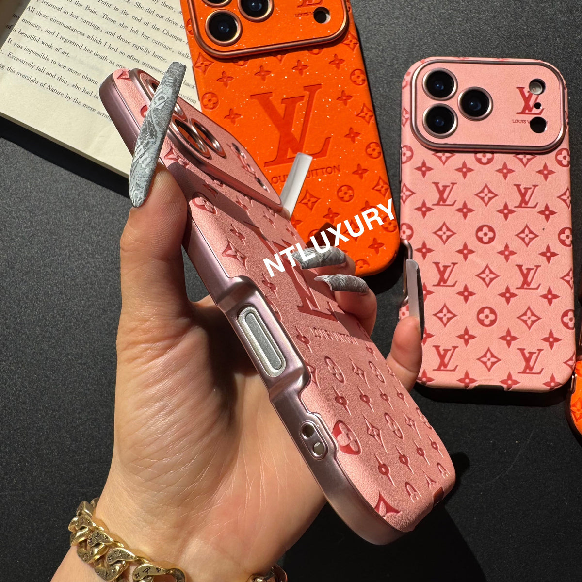 Coque de téléphone Amour Paillettes Oranges