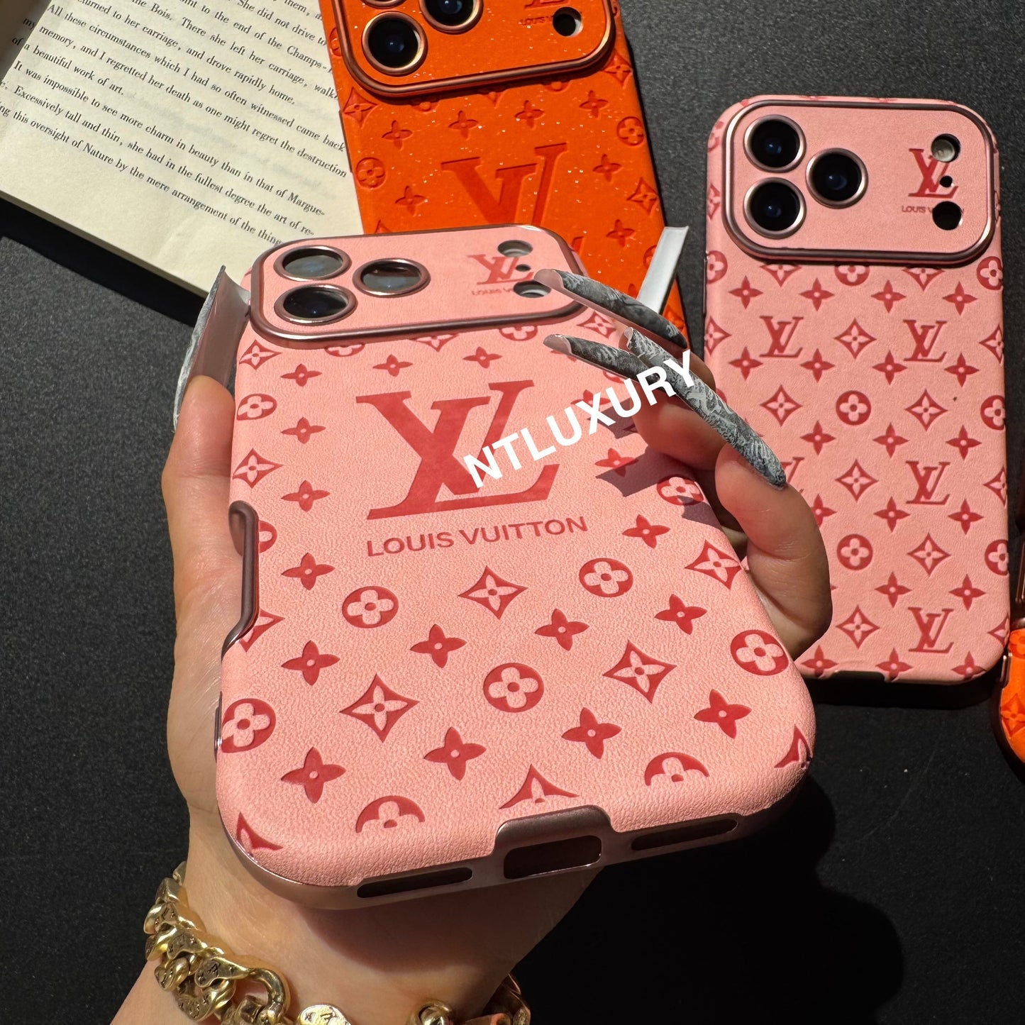Orange Glitter Design Love Phone Case