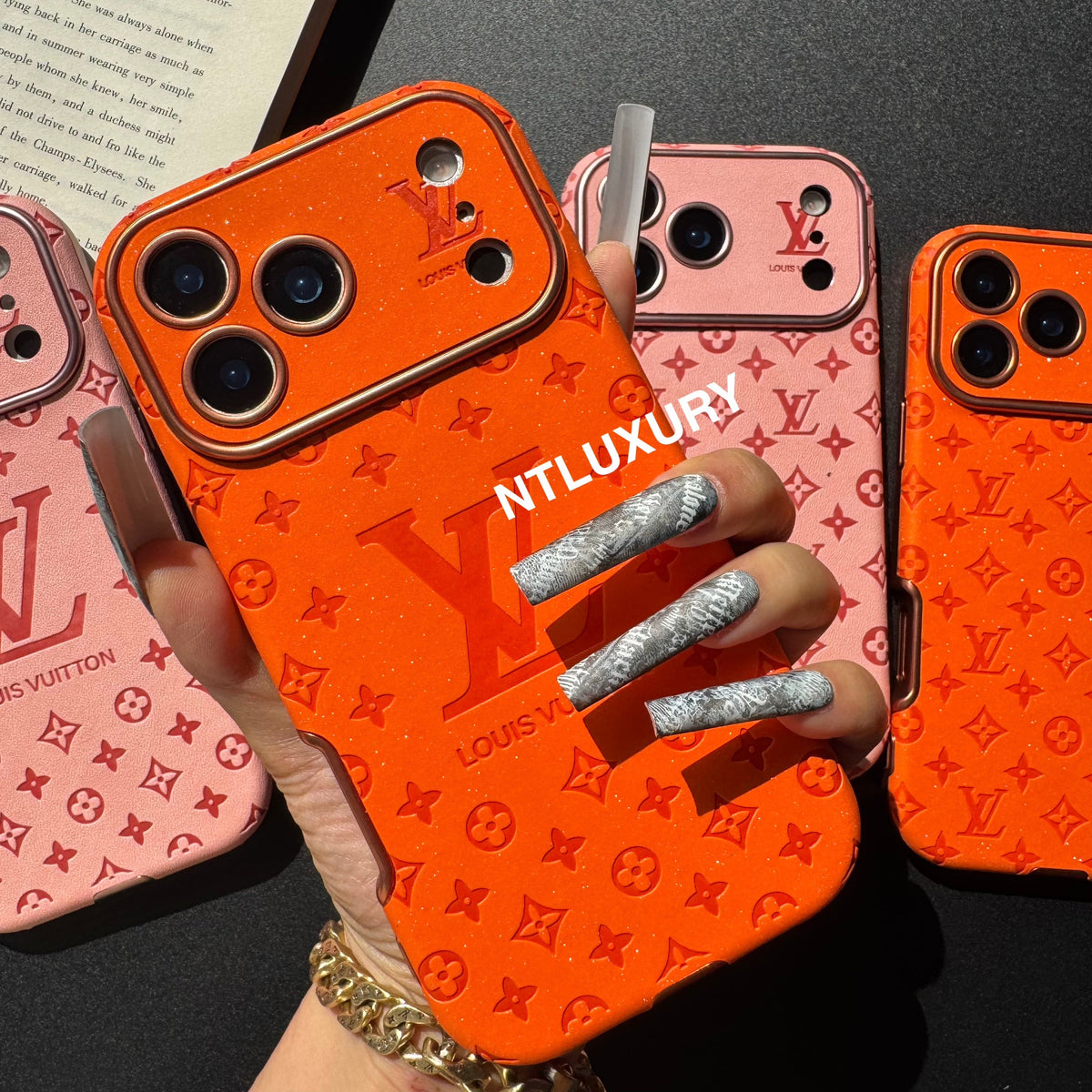 Coque de téléphone Amour Paillettes Oranges