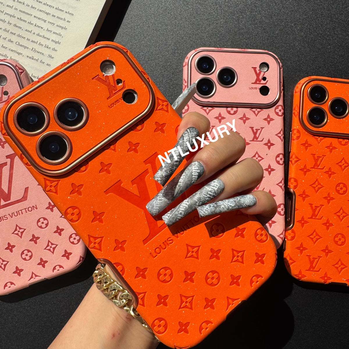 Coque de téléphone Amour Paillettes Oranges