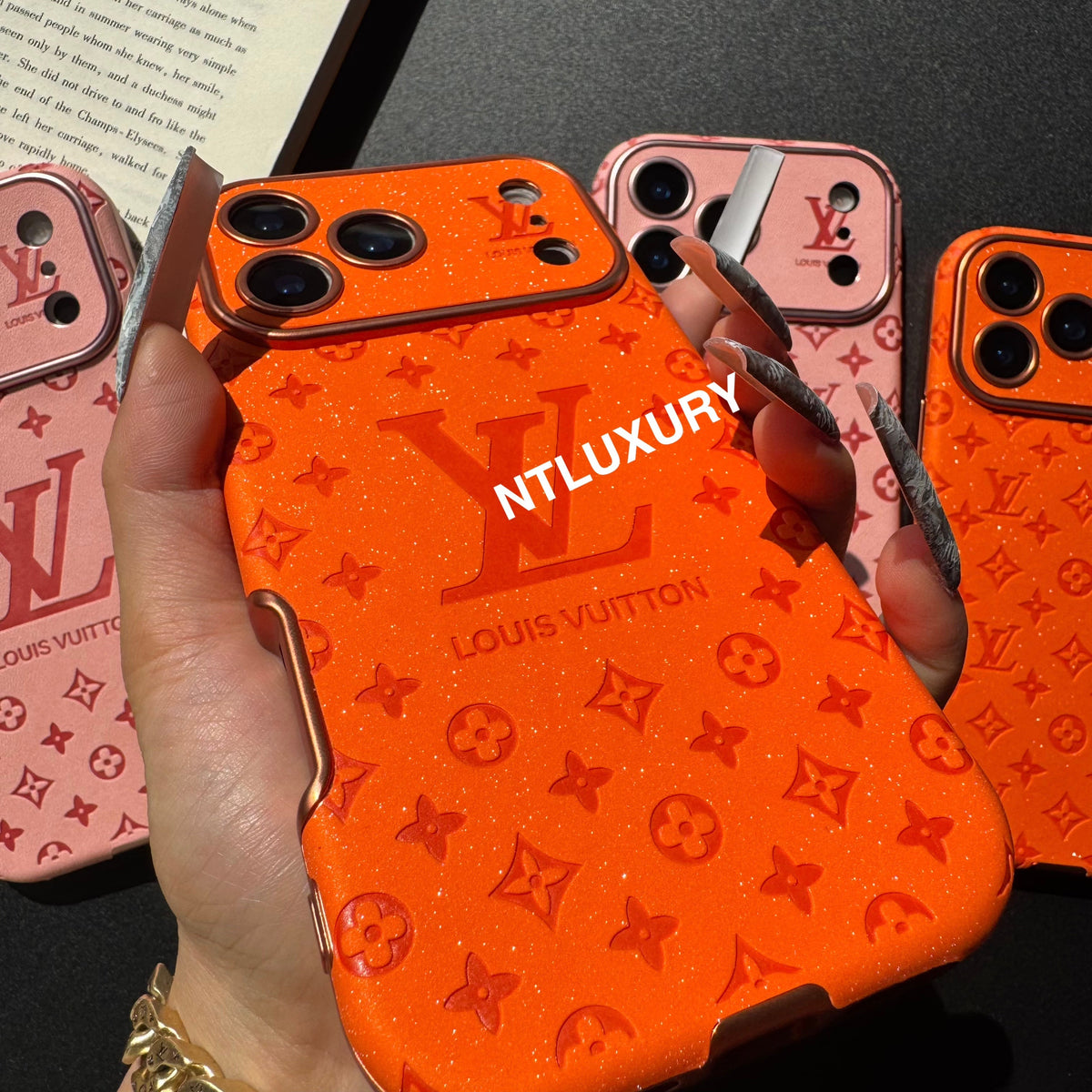 Coque de téléphone Amour Paillettes Oranges