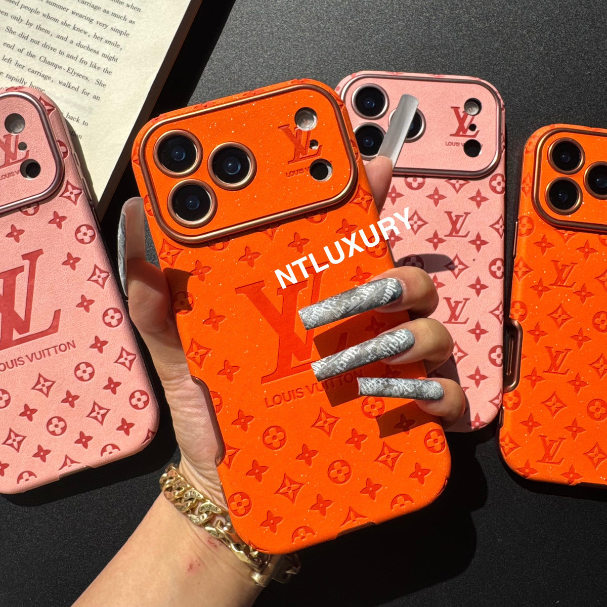 Coque de téléphone Amour Paillettes Oranges