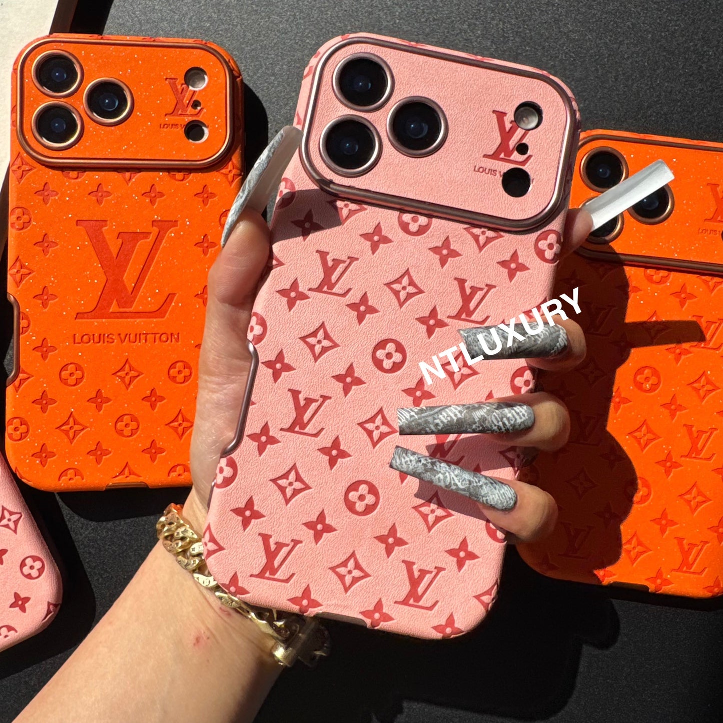 Orange Glitter Design Love Phone Case