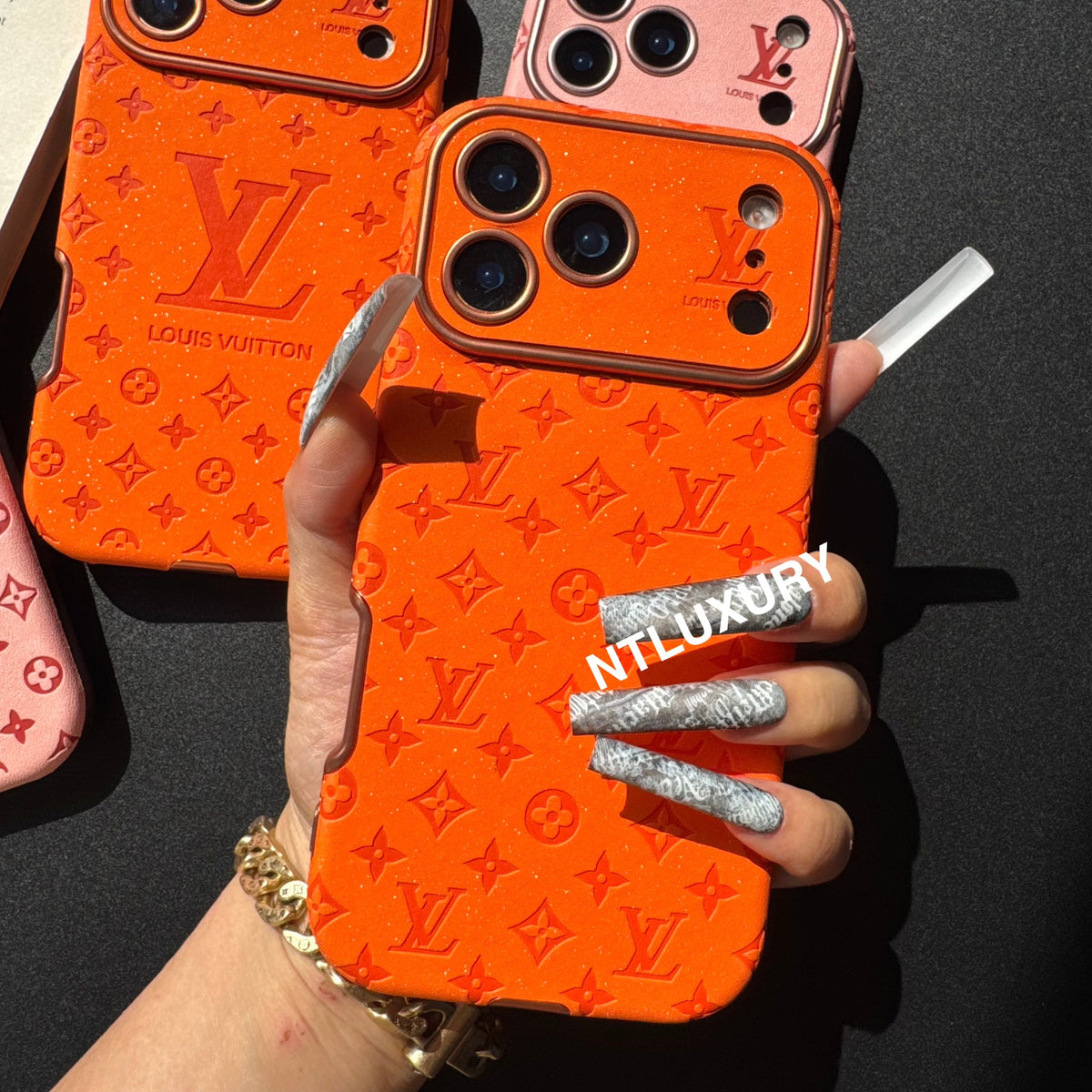 Coque de téléphone Amour Paillettes Oranges