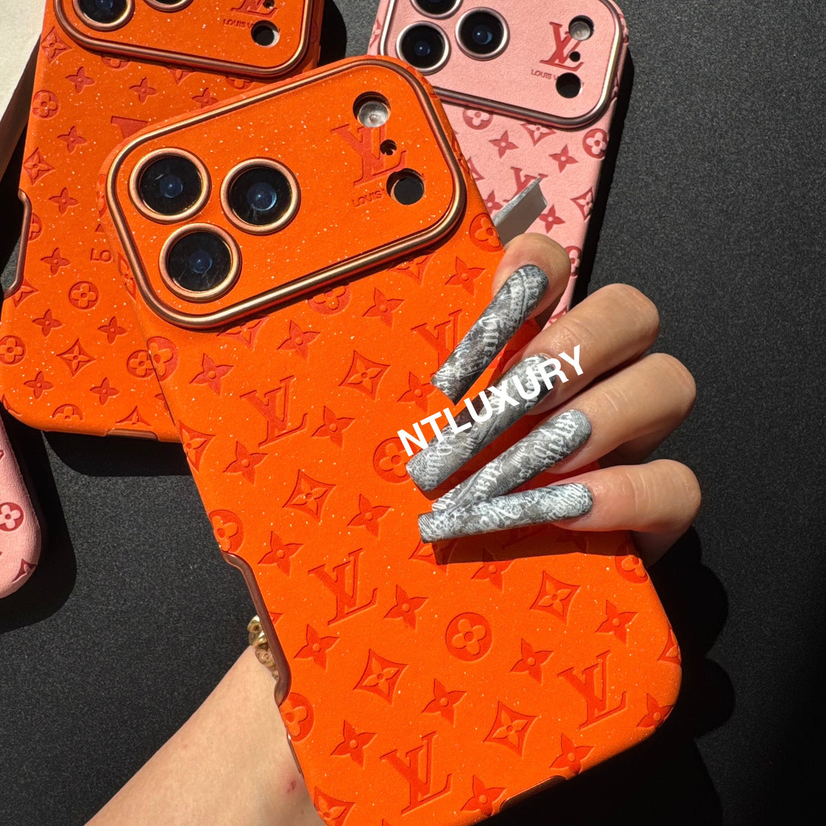 Coque de téléphone Amour Paillettes Oranges