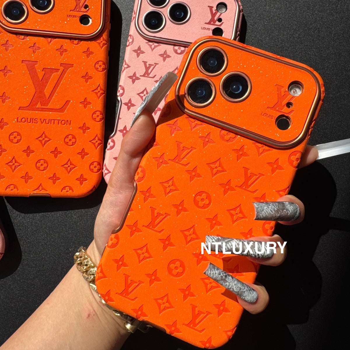Coque de téléphone Amour Paillettes Oranges