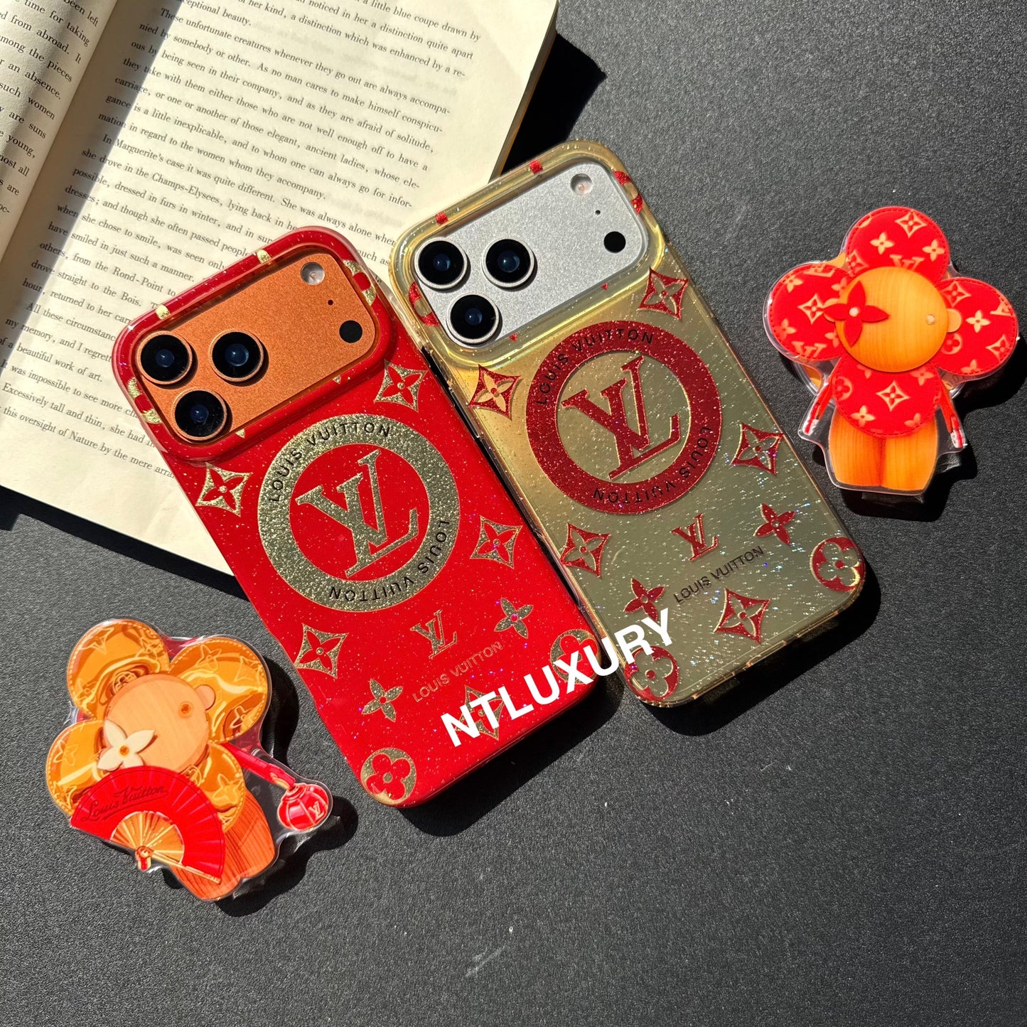 Orange & Red Gliiter Love Phone Case with Magsafe Holder