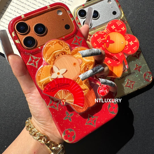 Orange & Rotes Glitzer-Love Handyhülle mit Magsafe-Halterung