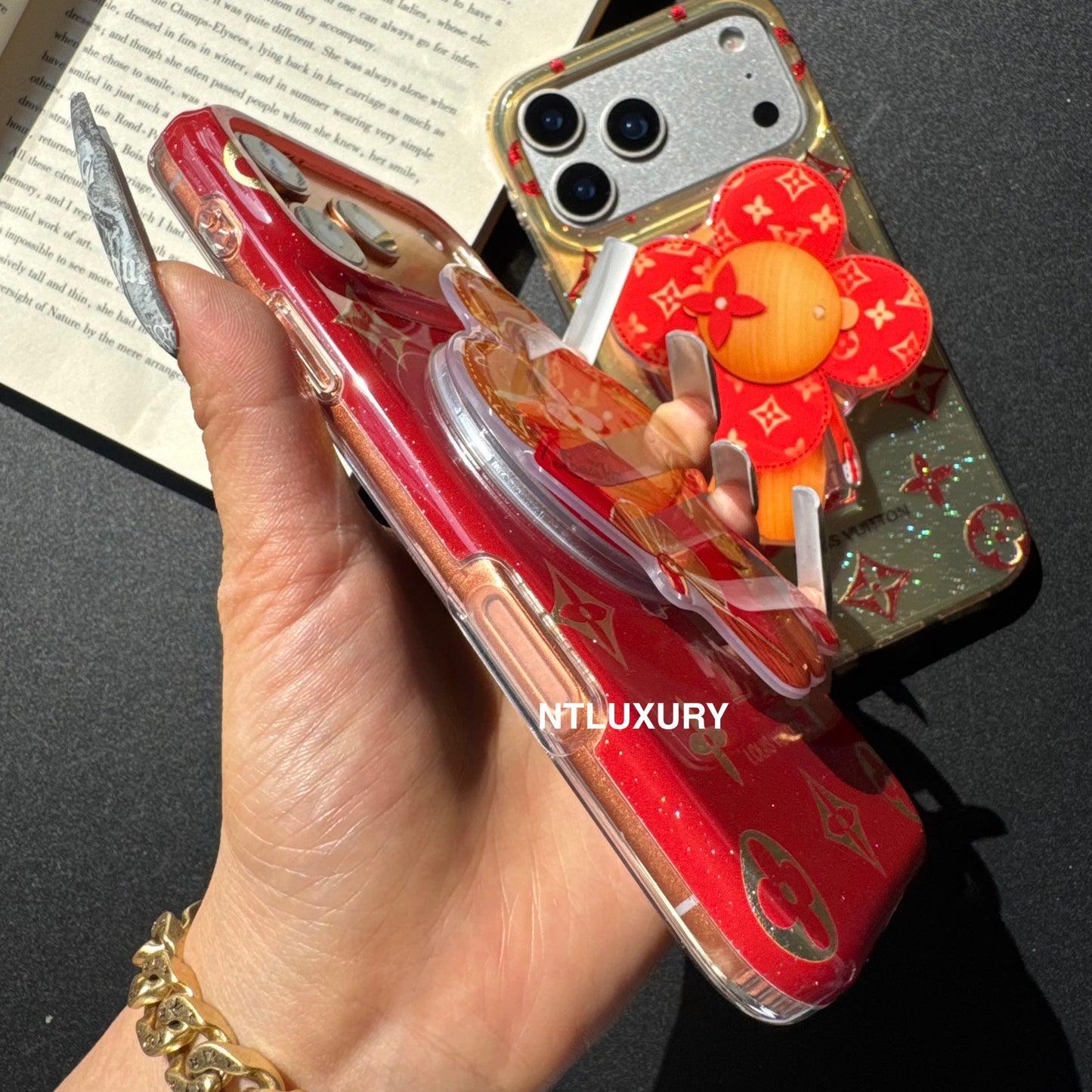 Orange & Red Gliiter Love Phone Case with Magsafe Holder