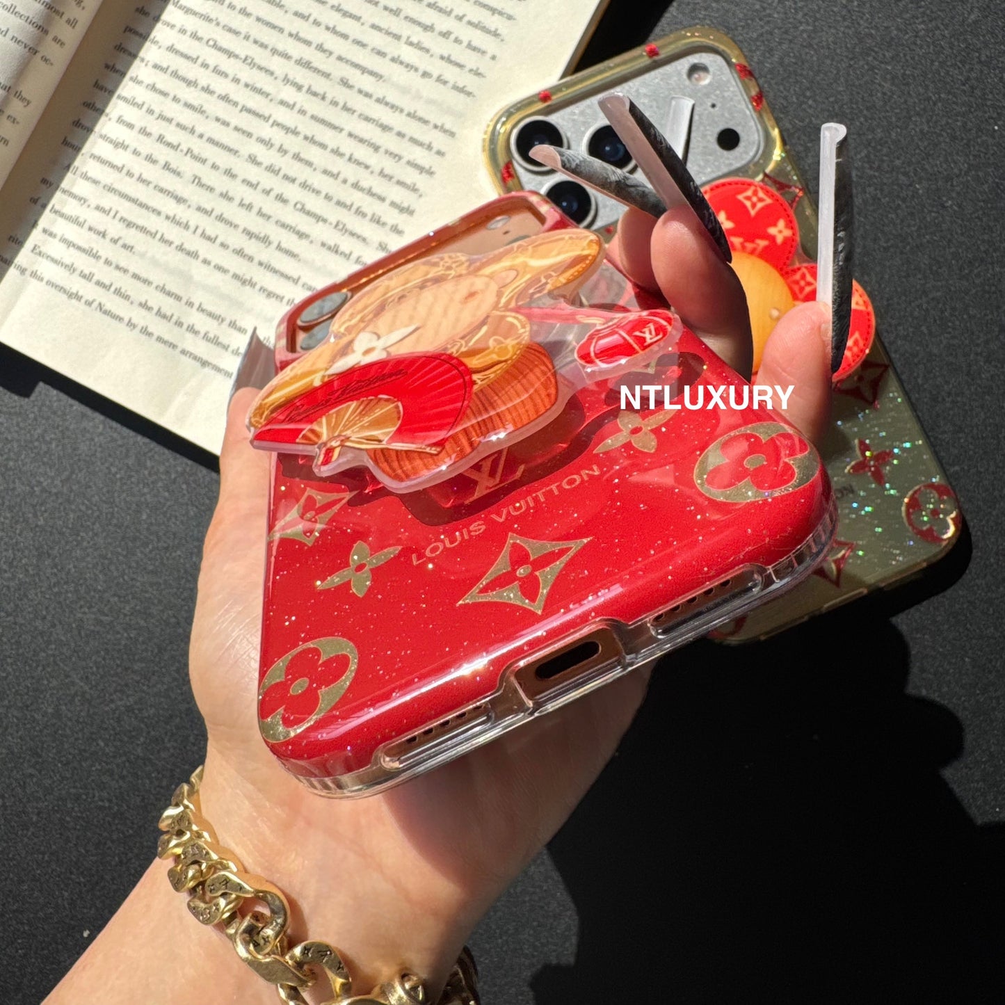 Orange & Red Gliiter Love Phone Case with Magsafe Holder