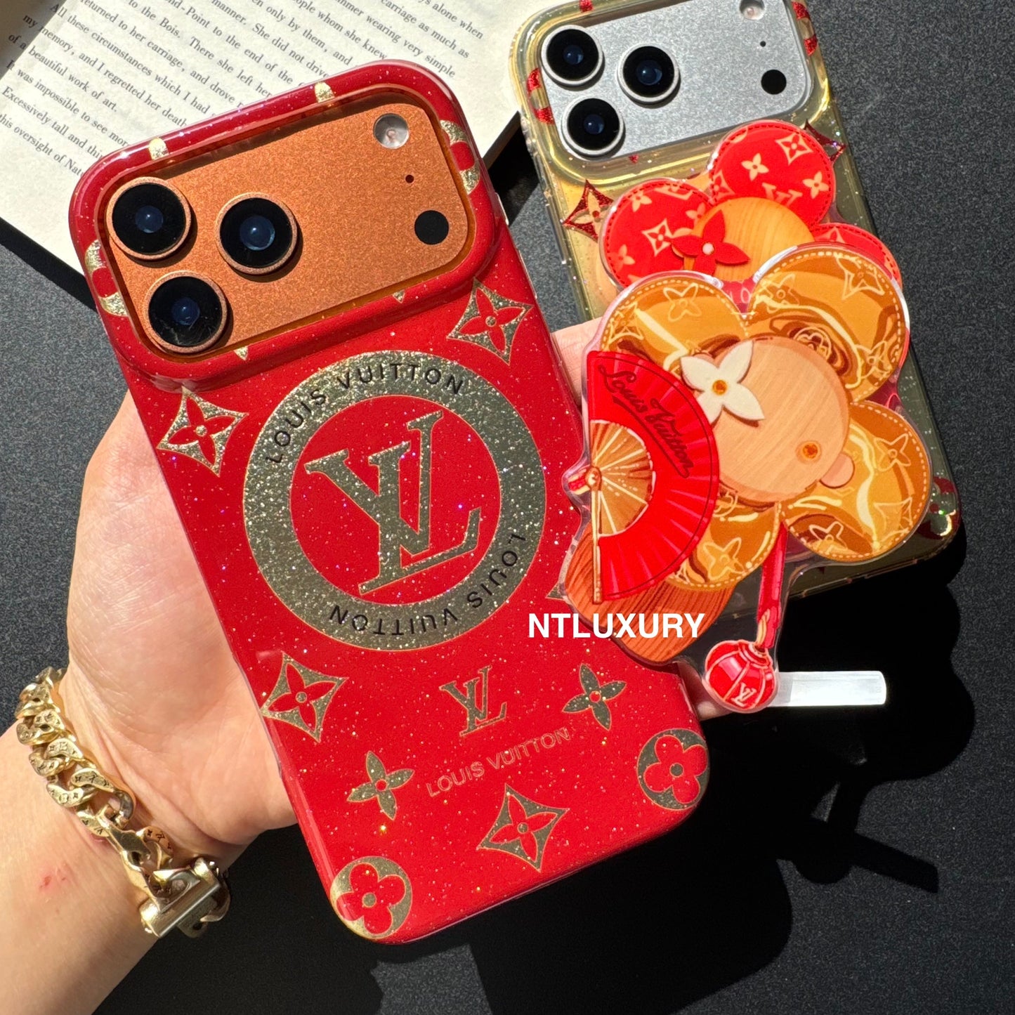 Orange & Red Gliiter Love Phone Case with Magsafe Holder