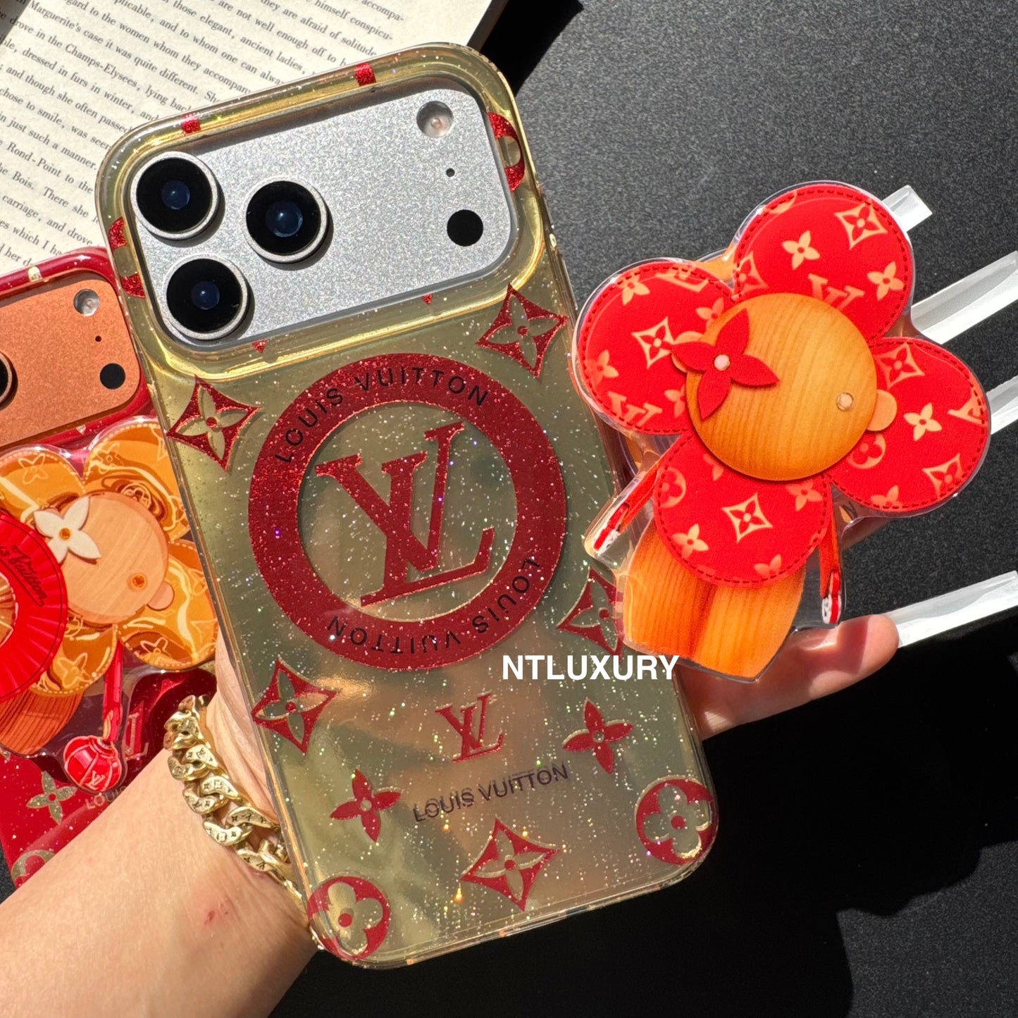 Orange & Red Gliiter Love Phone Case with Magsafe Holder