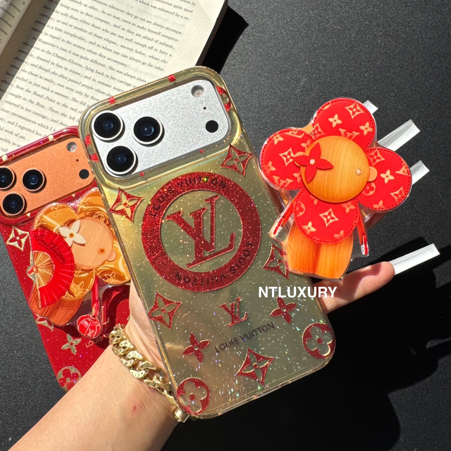 Orange & Red Gliiter Love Phone Case with Magsafe Holder