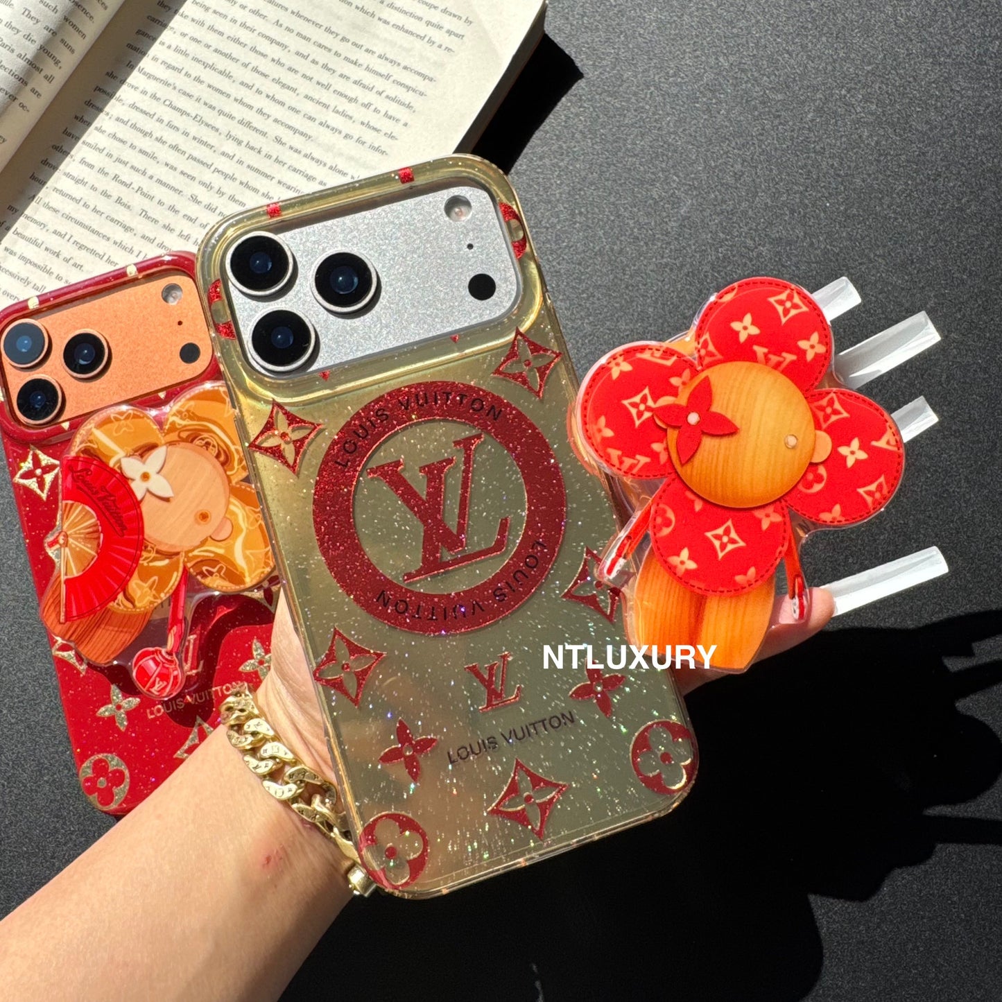 Orange & Red Gliiter Love Phone Case with Magsafe Holder