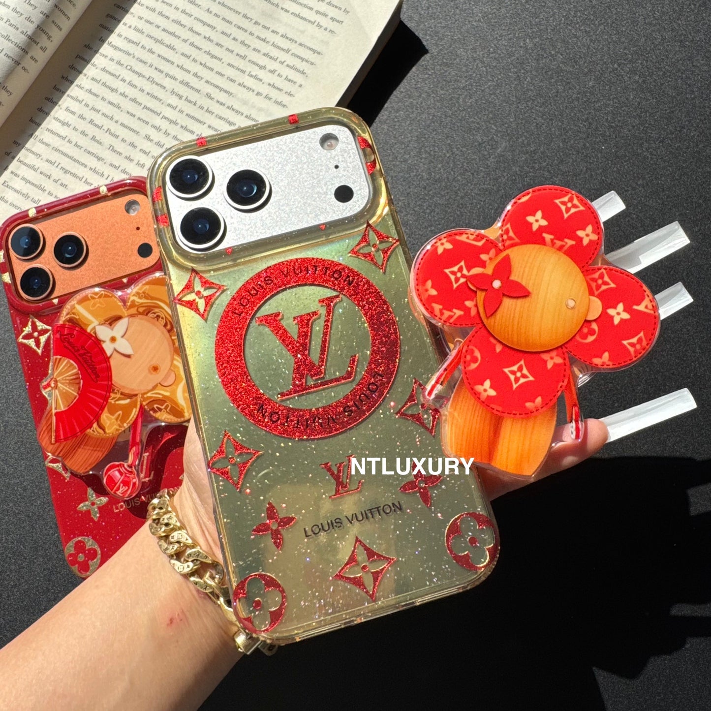 Orange & Red Gliiter Love Phone Case with Magsafe Holder