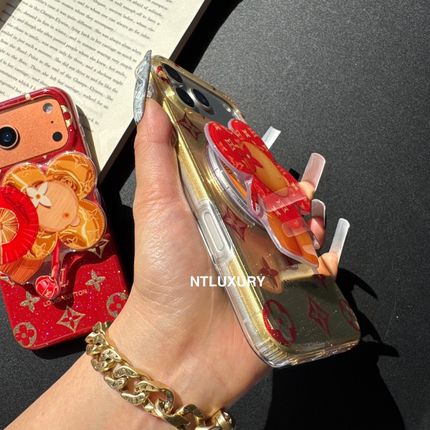 Orange & Red Gliiter Love Phone Case with Magsafe Holder