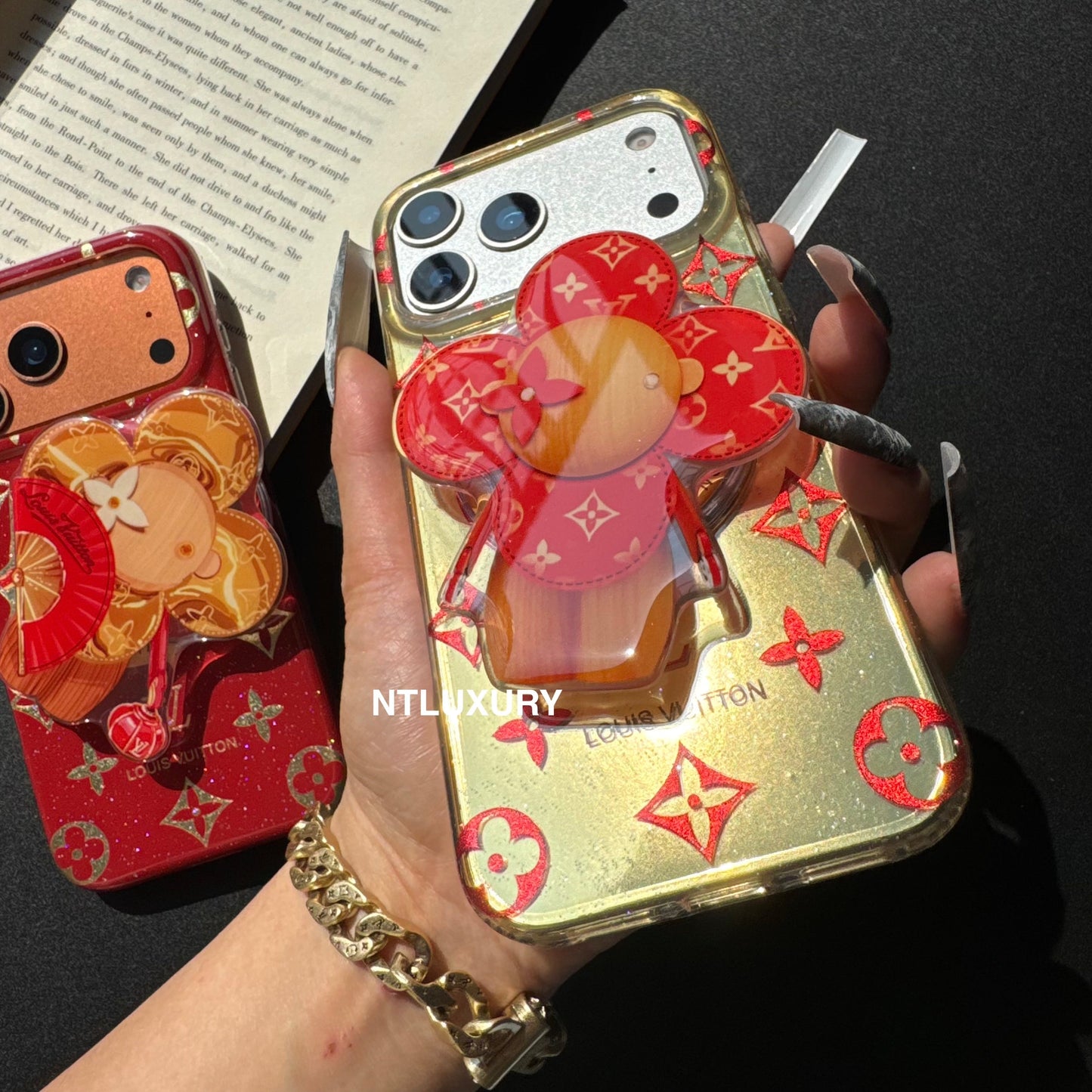 Orange & Red Gliiter Love Phone Case with Magsafe Holder