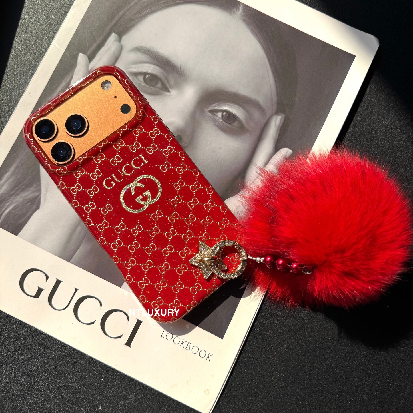 Red Design With Gold Letter & Furry Ball