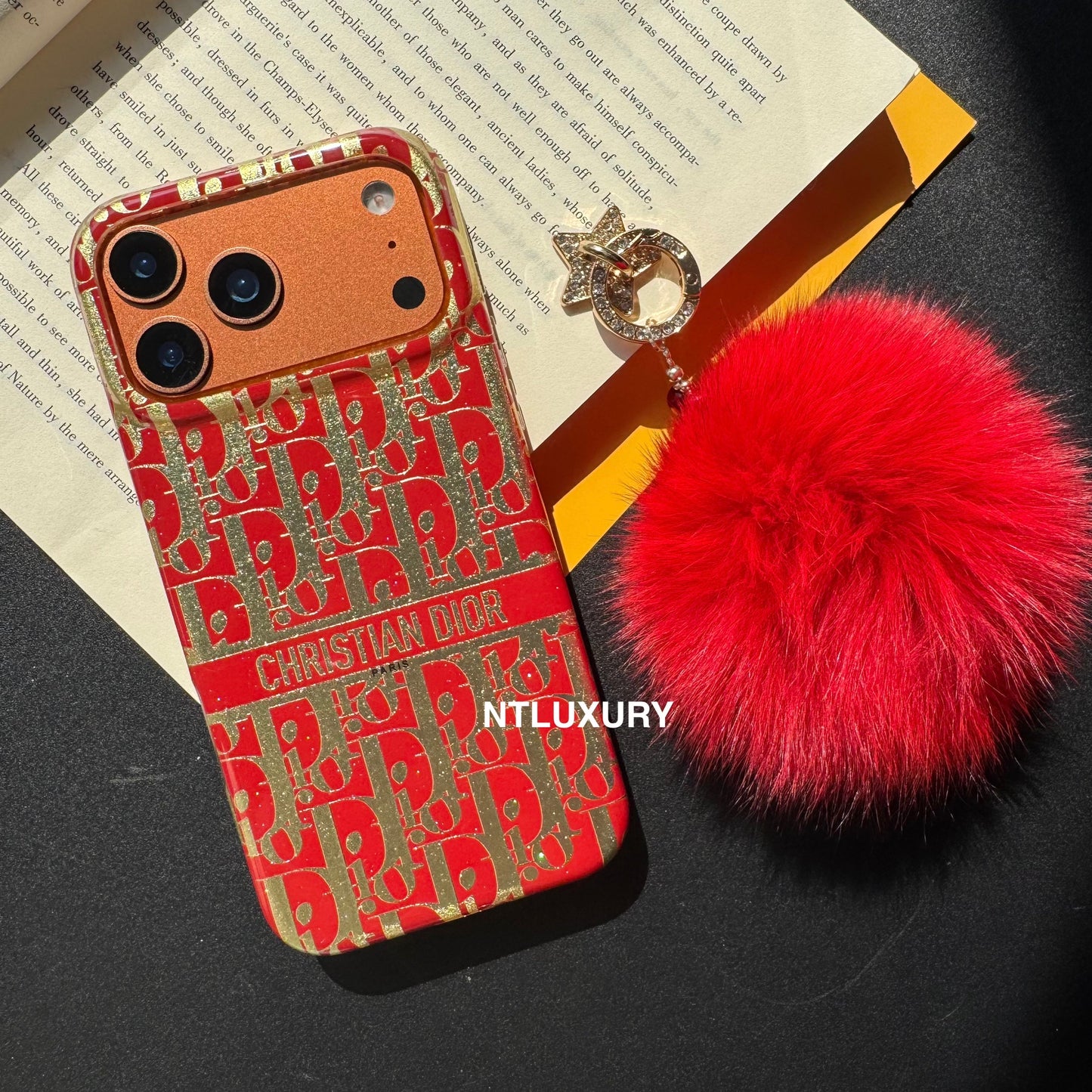 Red Design With Gold Letter & Furry Ball