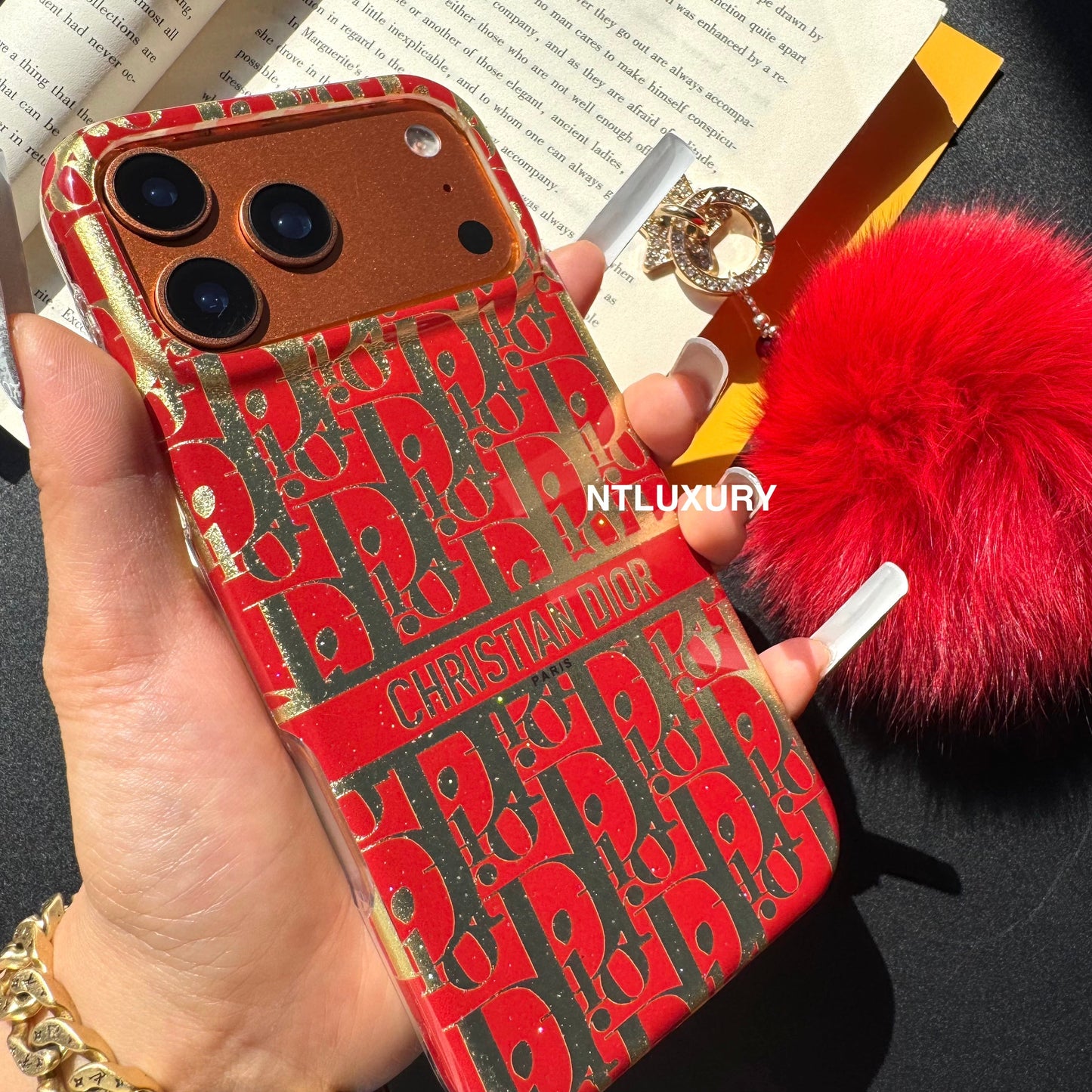 Red Design With Gold Letter & Furry Ball