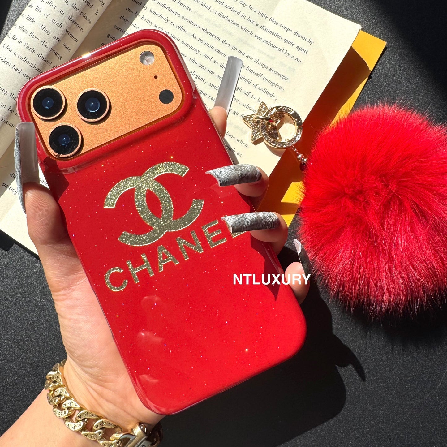 Red Design With Gold Letter & Furry Ball