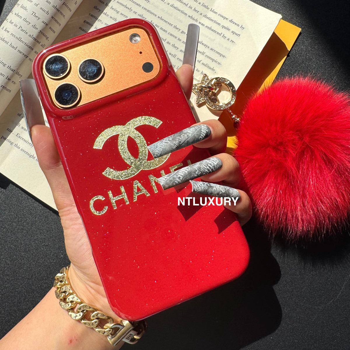 Red Design With Gold Letter & Furry Ball