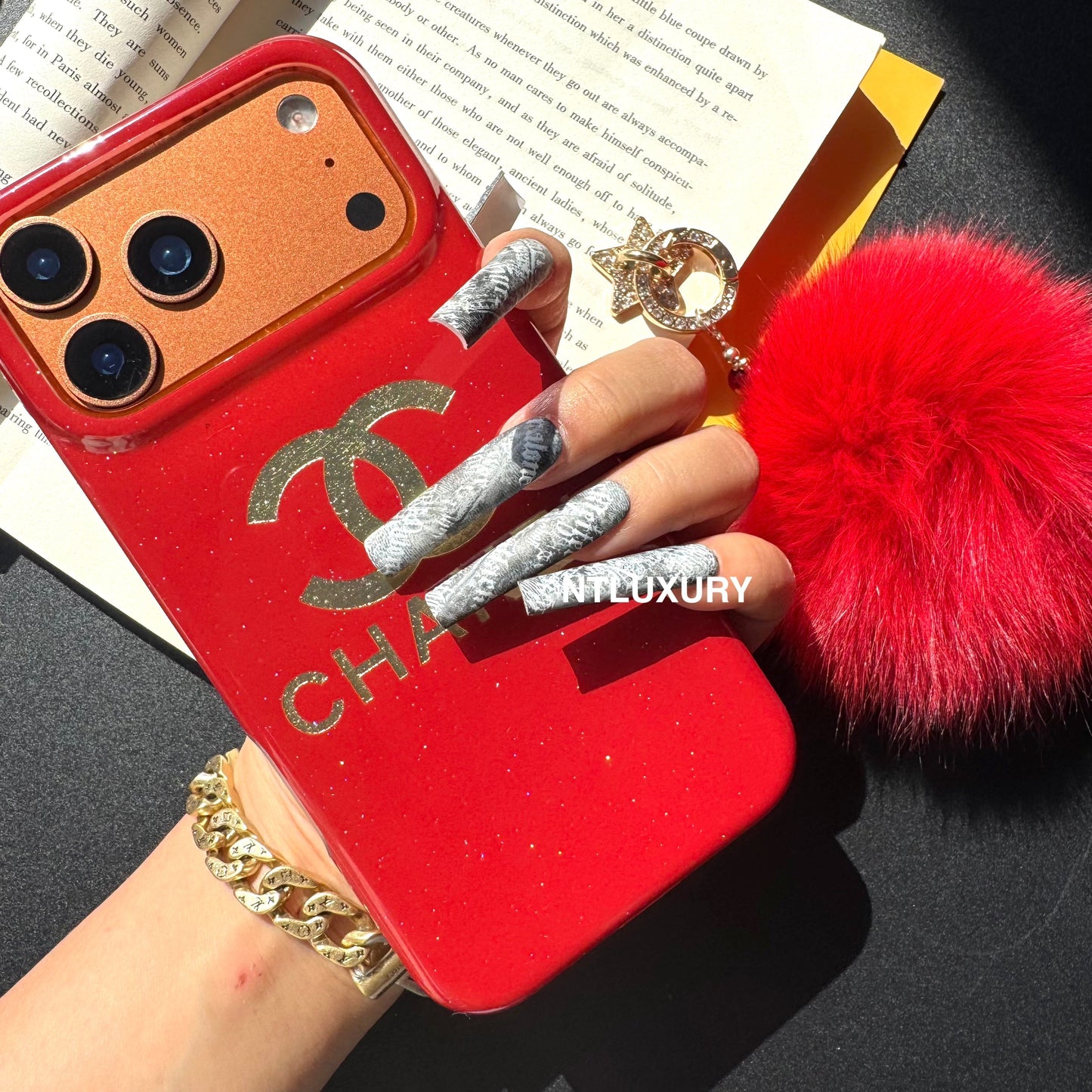 Red Design With Gold Letter & Furry Ball