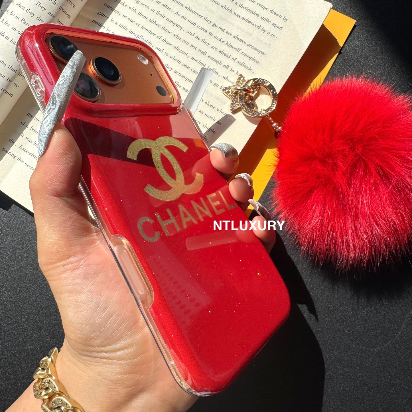 Red Design With Gold Letter & Furry Ball