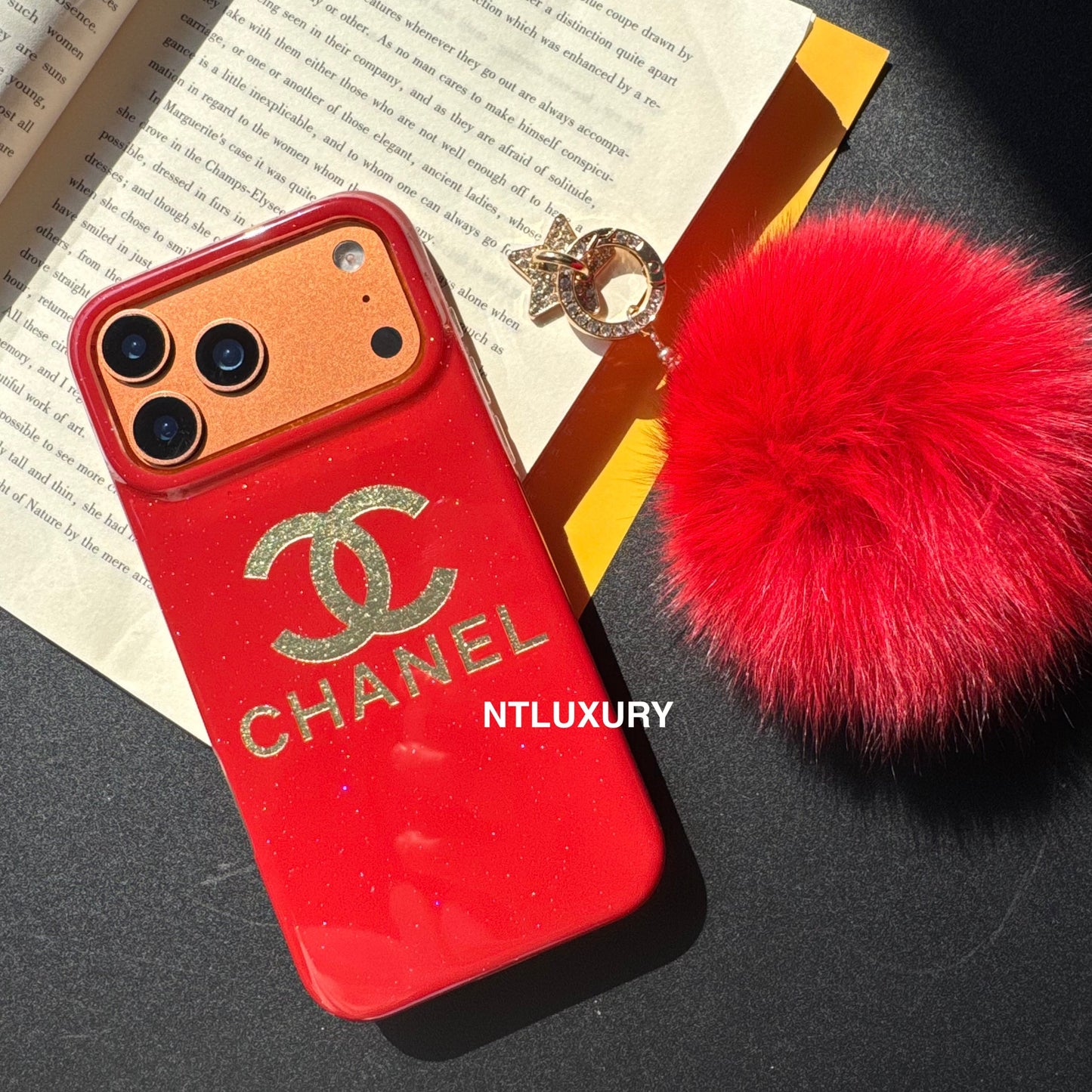 Red Design With Gold Letter & Furry Ball