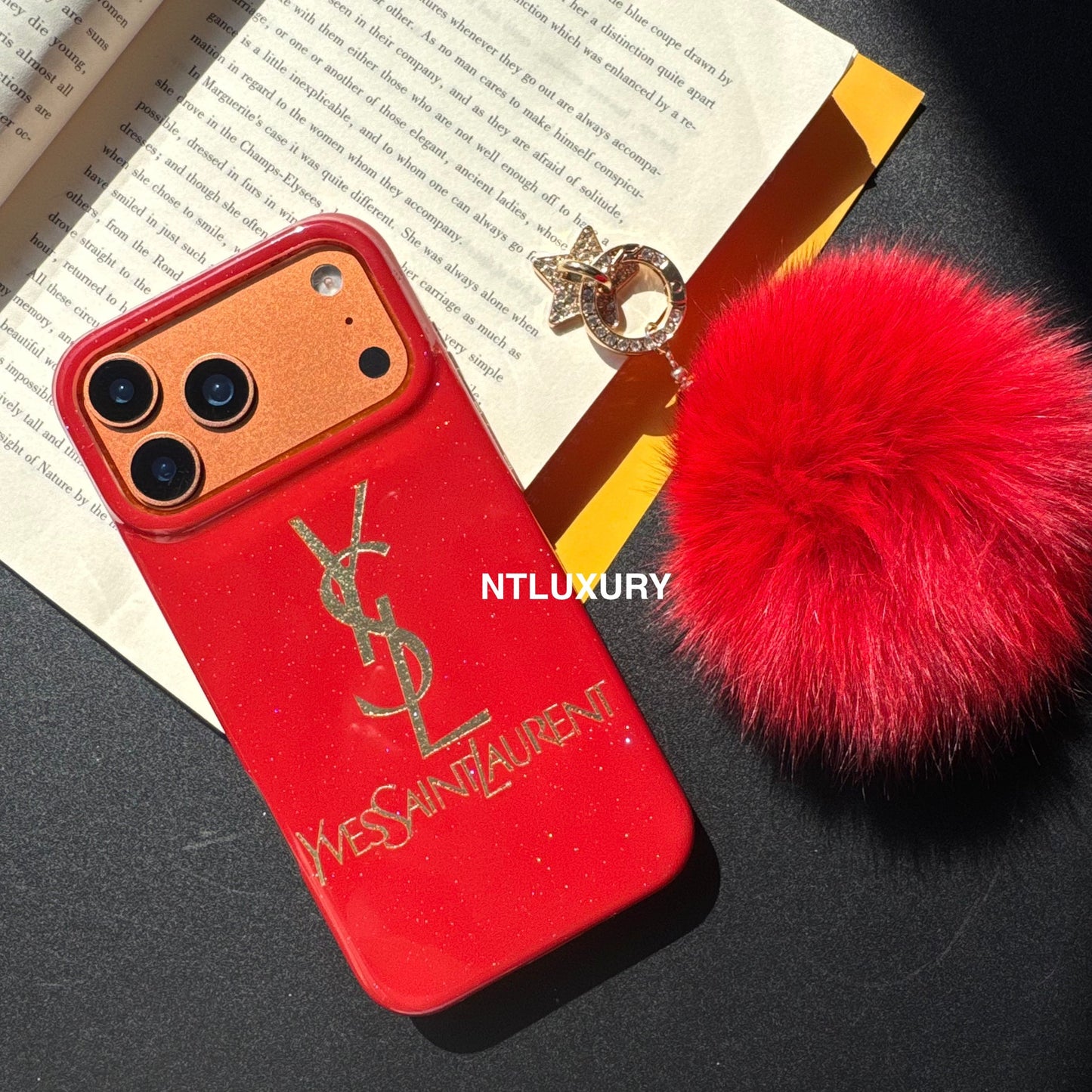 Red Design With Gold Letter & Furry Ball