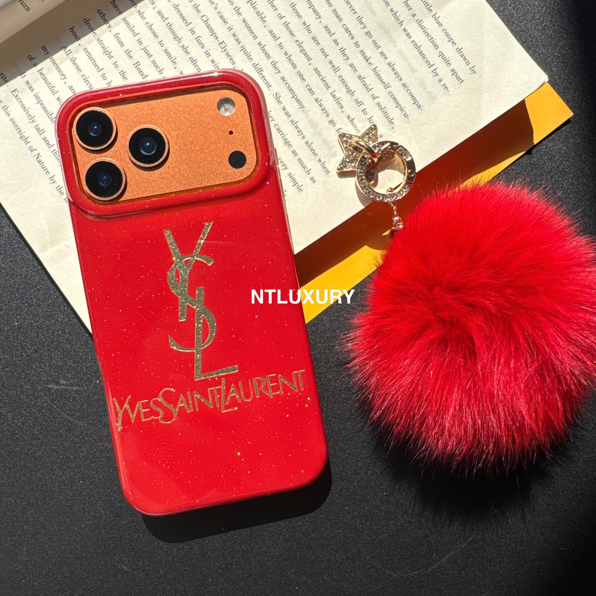 Red Design With Gold Letter & Furry Ball