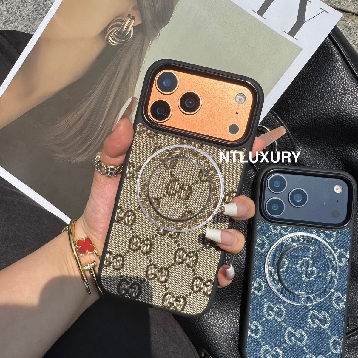 Funda de mezclilla Good Girl para teléfono con MagSafe y soporte MagSafe