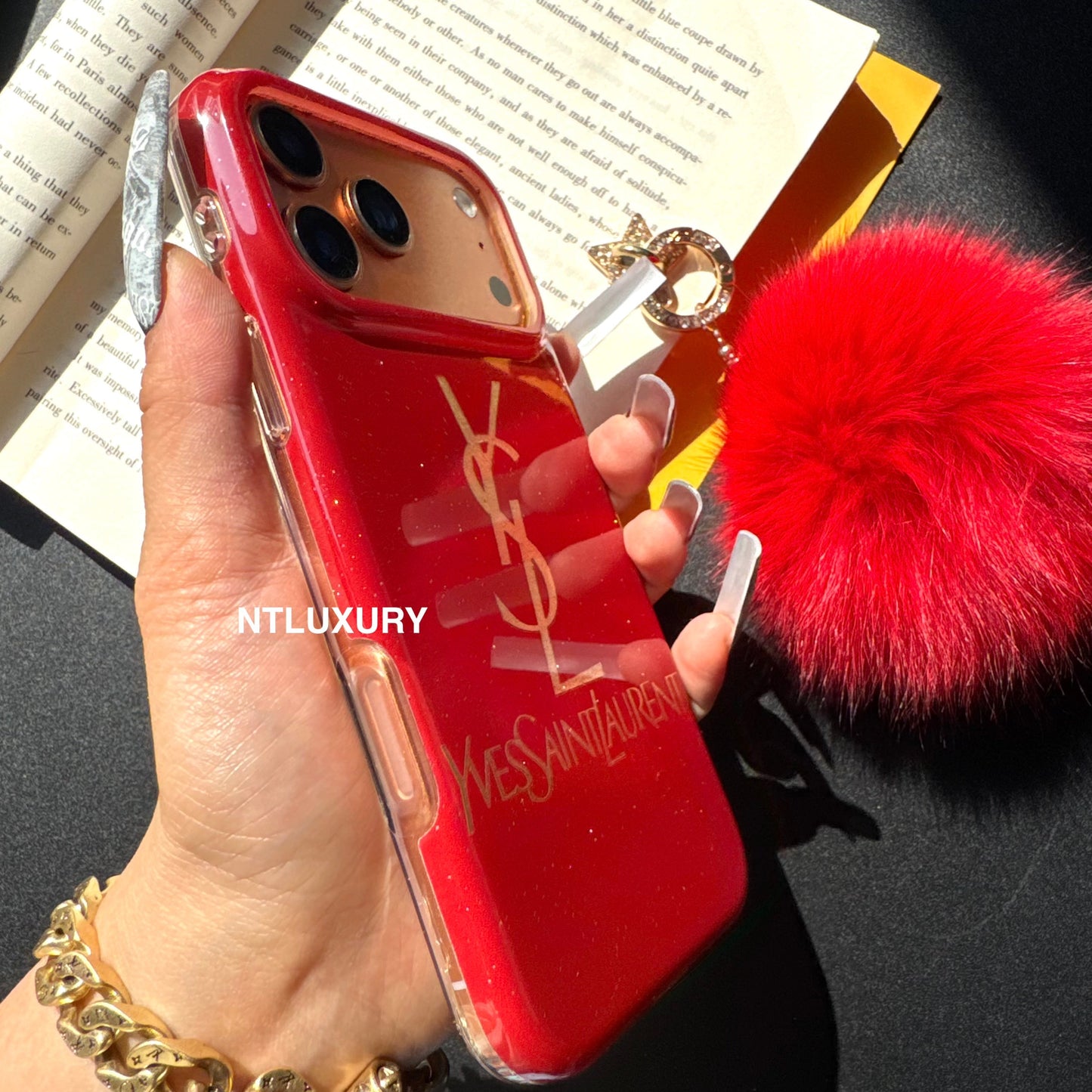Red Design With Gold Letter & Furry Ball