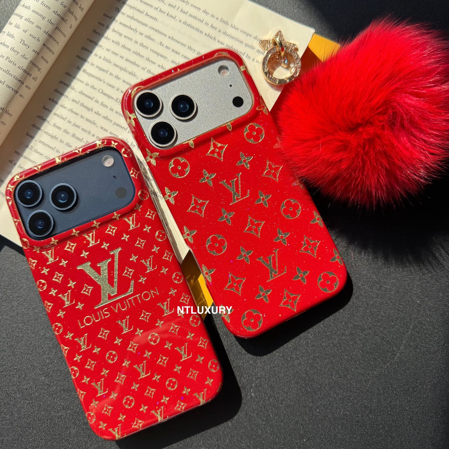 Red Design With Gold Letter & Furry Ball