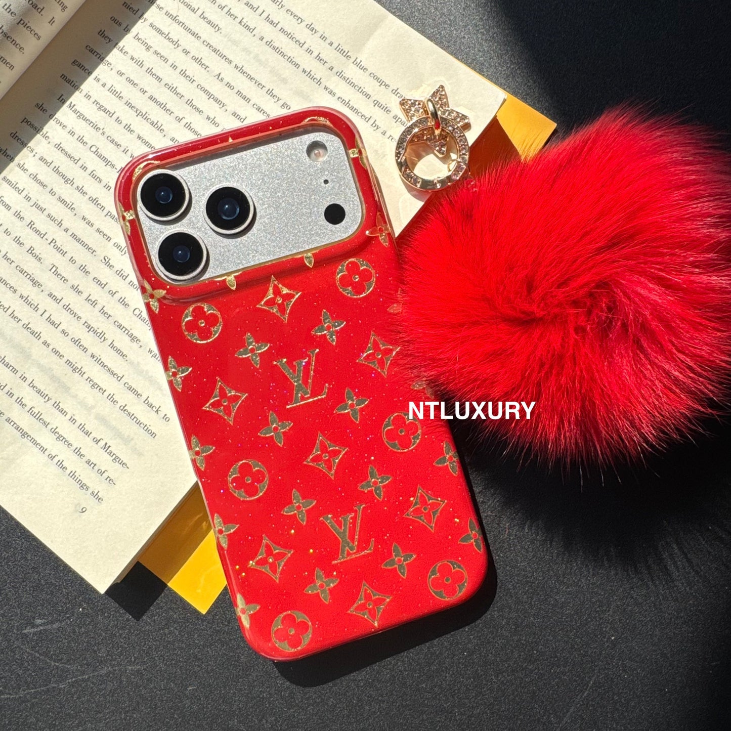 Red Design With Gold Letter & Furry Ball