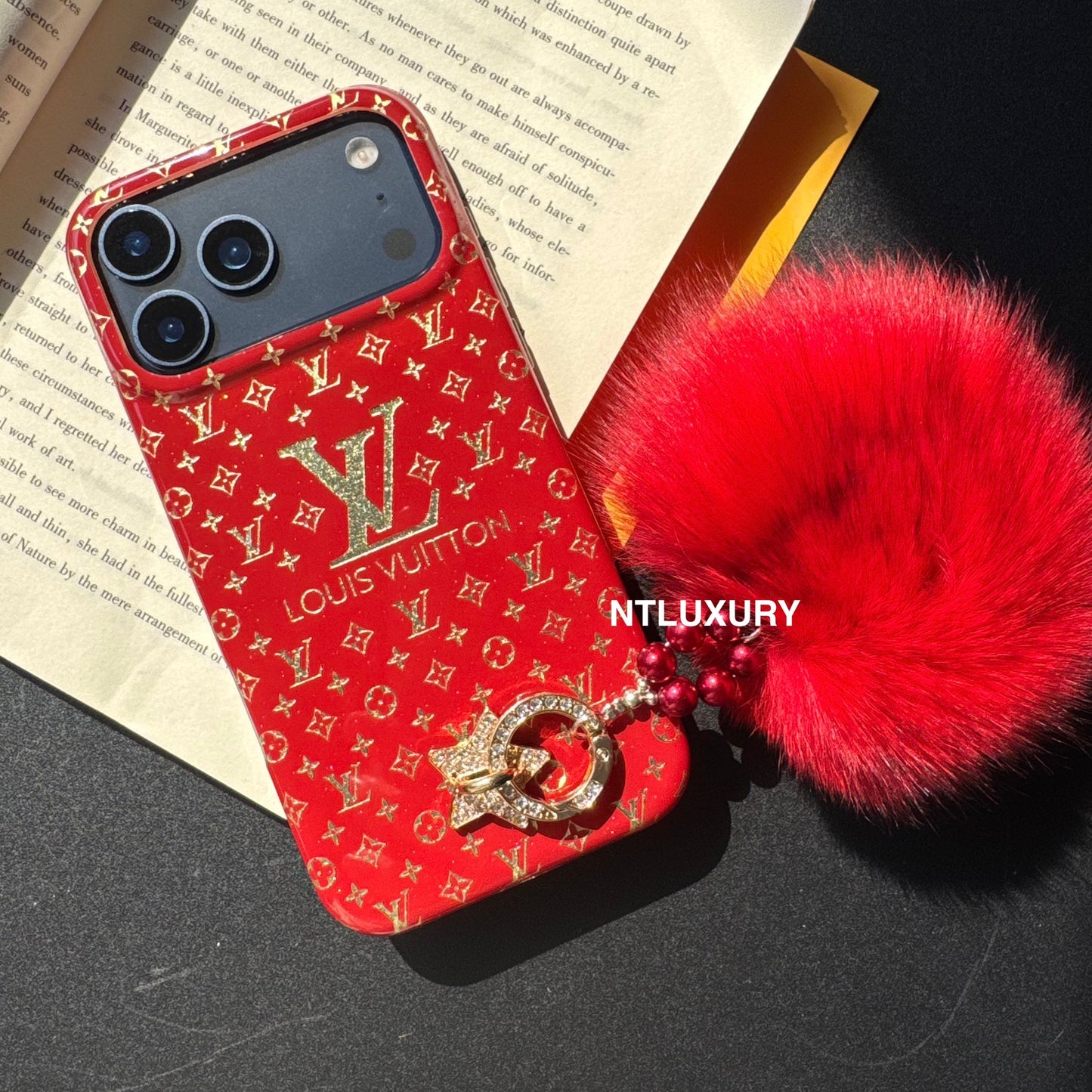 Red Design With Gold Letter & Furry Ball