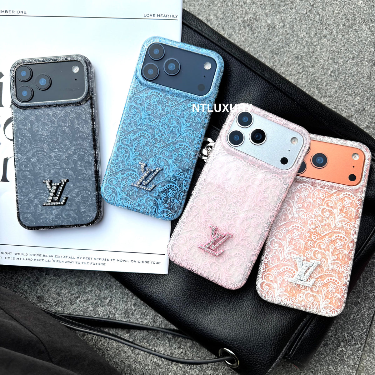 Colorful Transparent Lace Love Phone Case