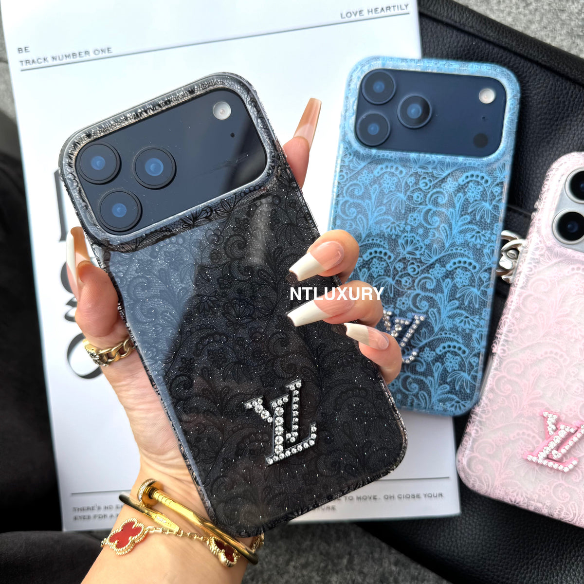 Colorful Transparent Lace Love Phone Case