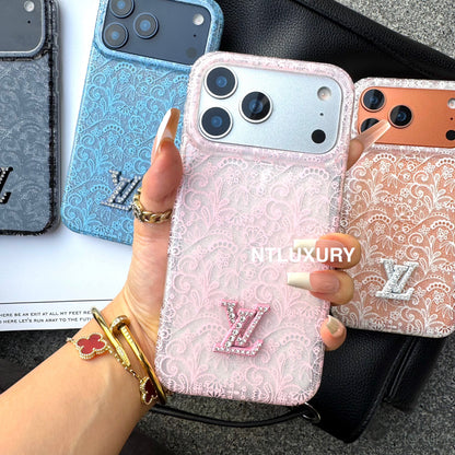 Funda de teléfono Love de encaje transparente y colorida