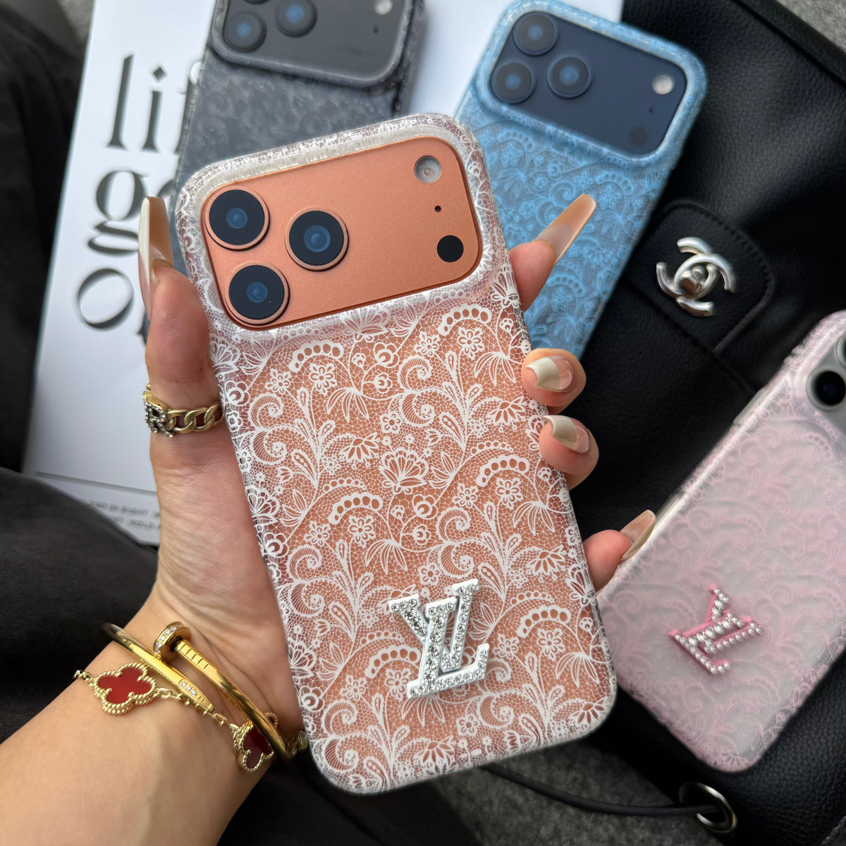 Colorful Transparent Lace Love Phone Case