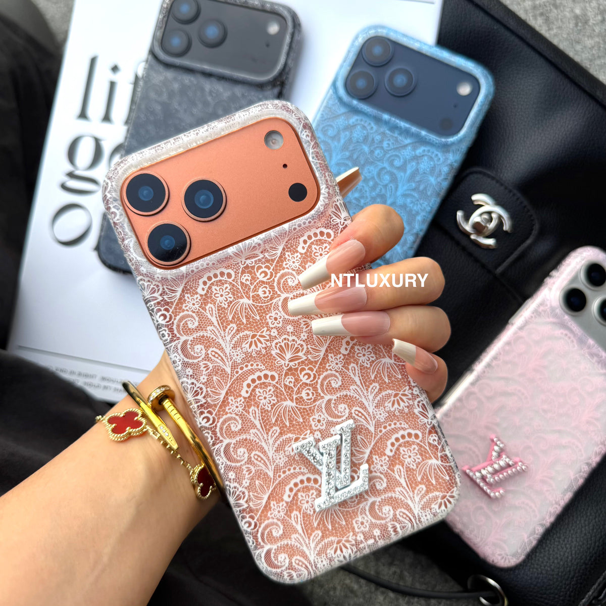 Colorful Transparent Lace Love Phone Case