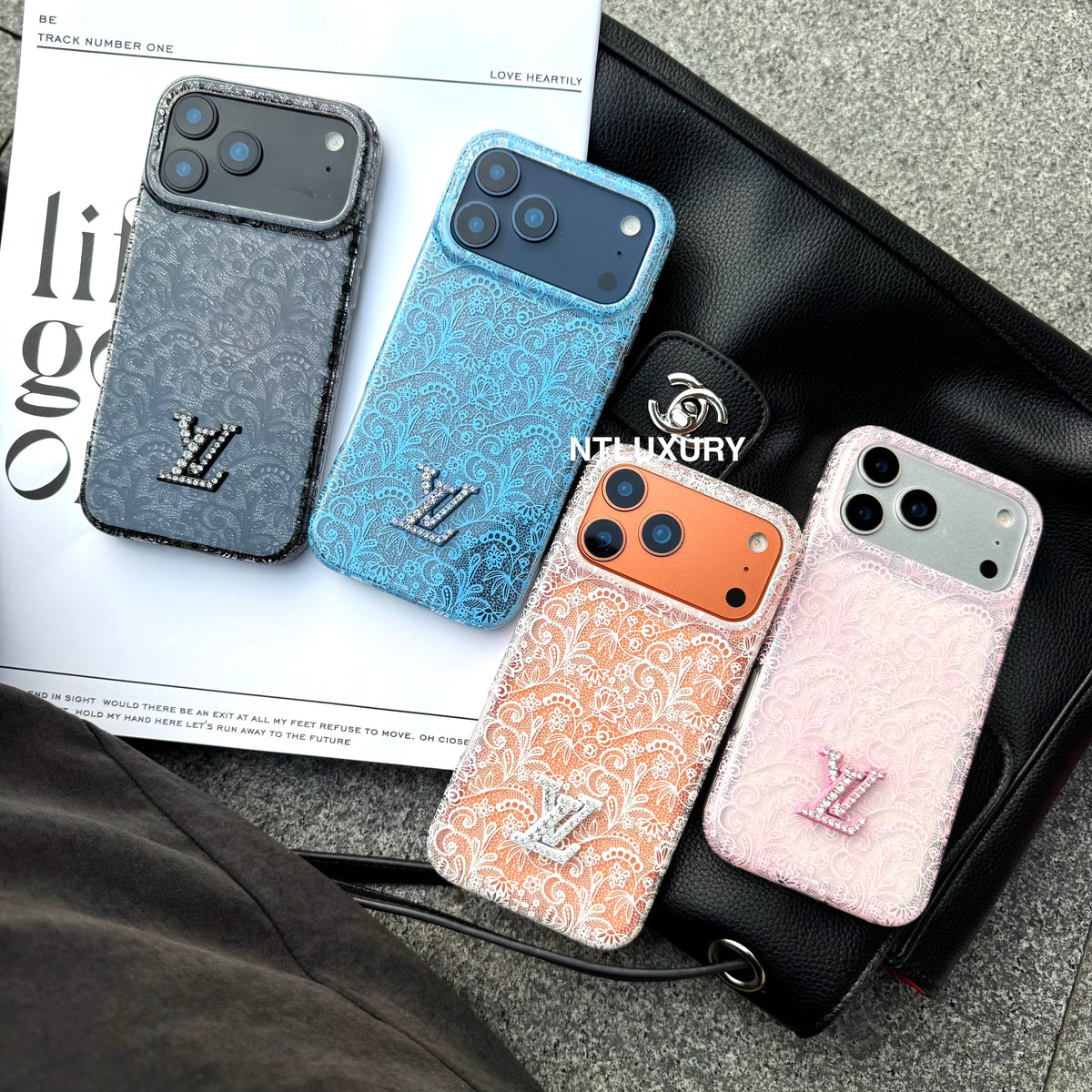 Colorful Transparent Lace Love Phone Case
