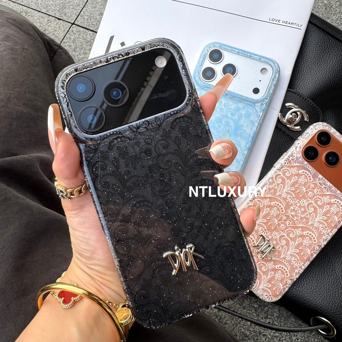 Colorful Transparent Lace Dove Phone Case
