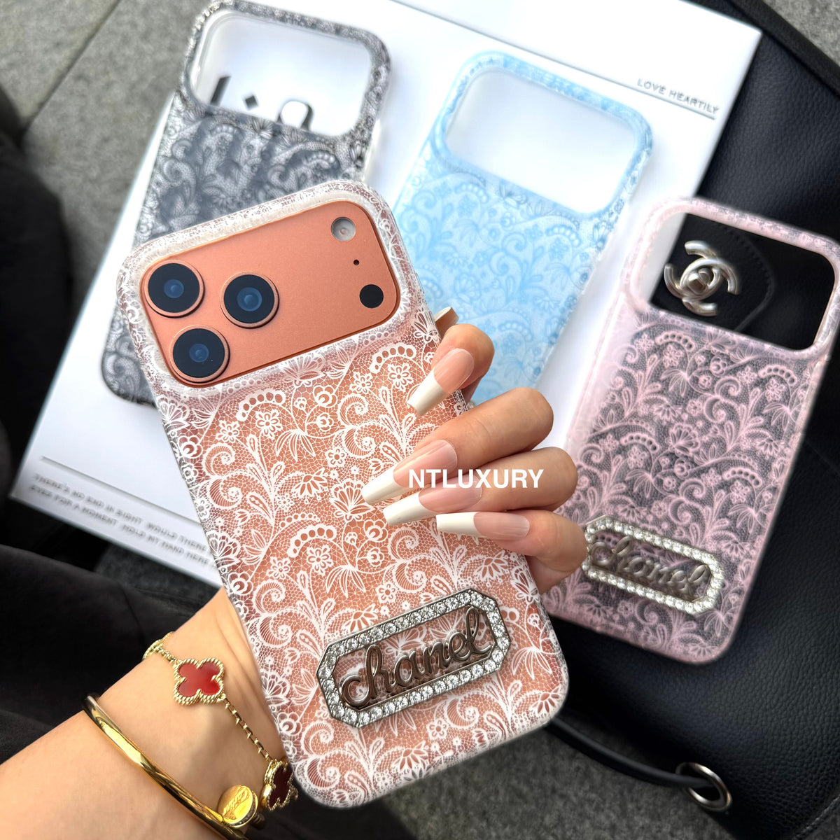 Colorful Transparent Lace CC Phone Case