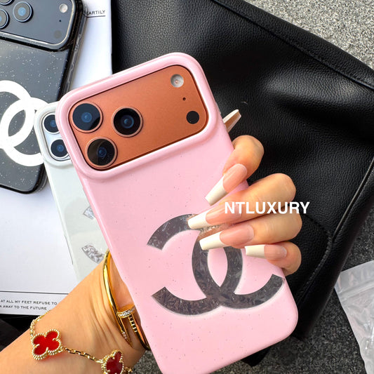 Asymmetric Design Glitter CC Phone Case