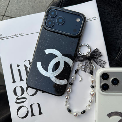 Funda para Teléfono CC Asimétrica con Purpurina y Cadena de Encaje