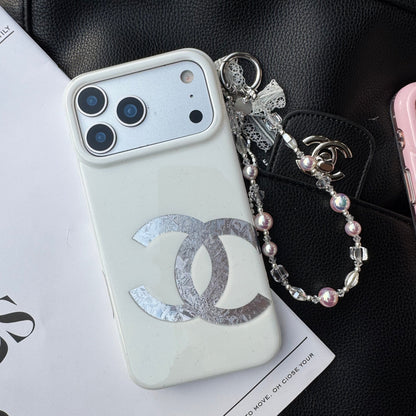 Funda para Teléfono CC Asimétrica con Purpurina y Cadena de Encaje