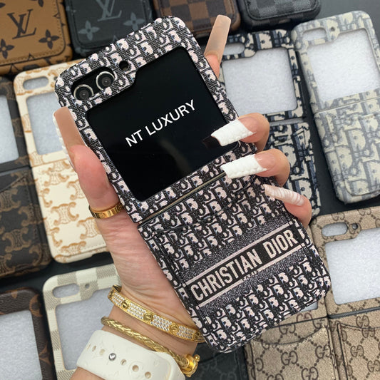 Vintage Floral Case For Z-Flip Series with Pocket (Middle Dove)