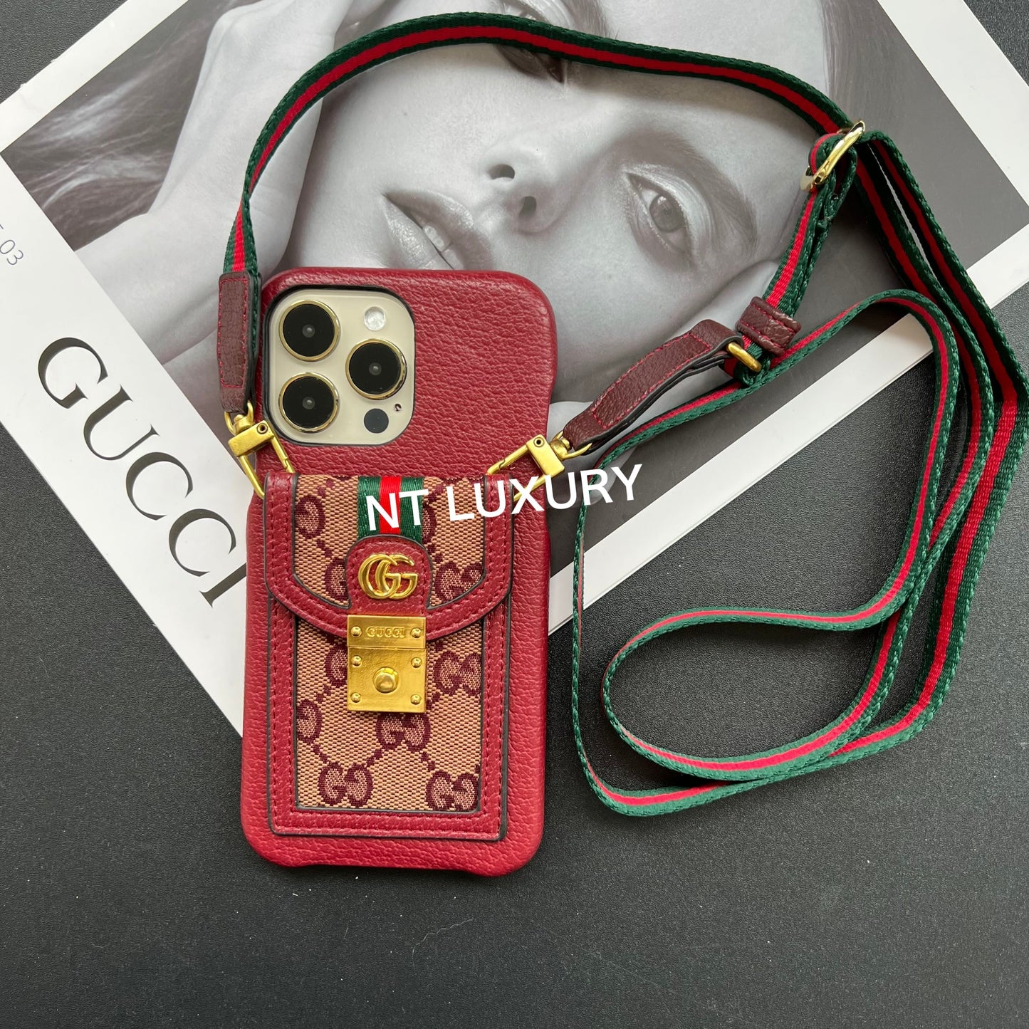 Charming Good Design iPhone Case with Card Pocket & Rope