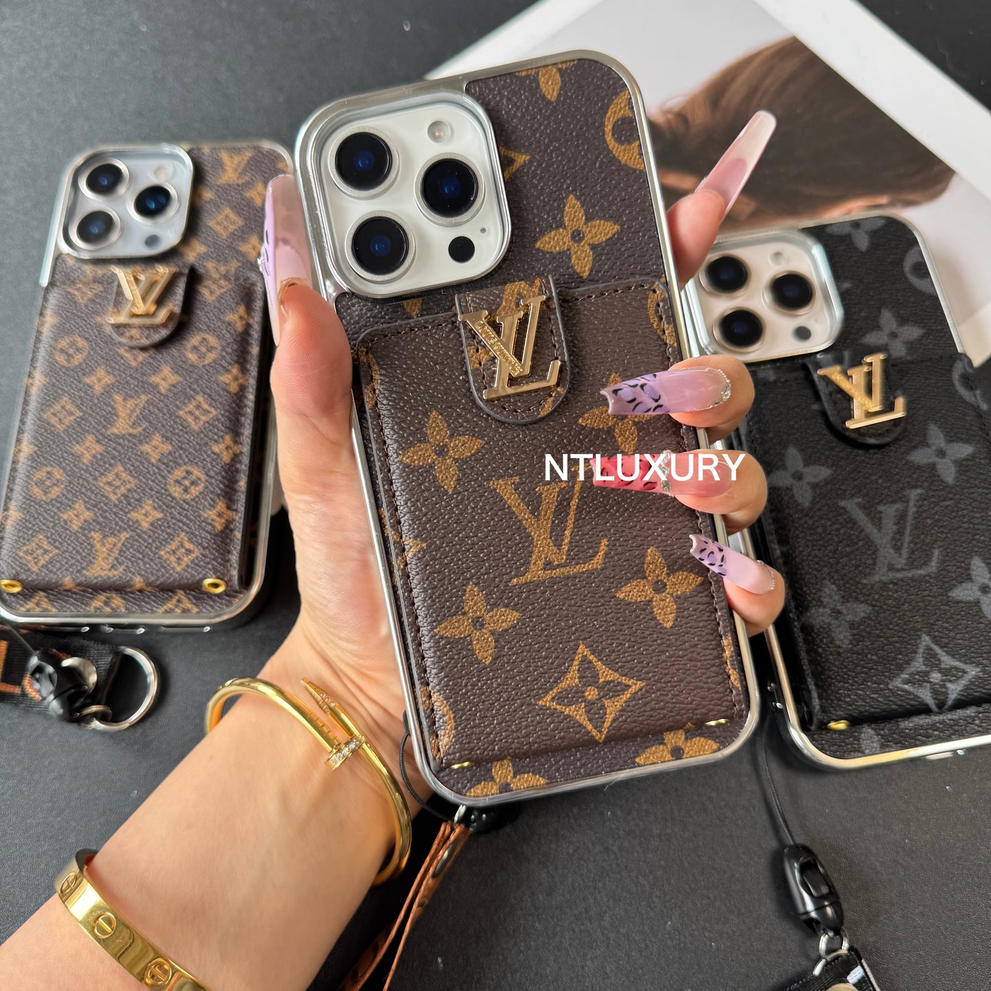 Silver Side Love Design For iPhone with Rope